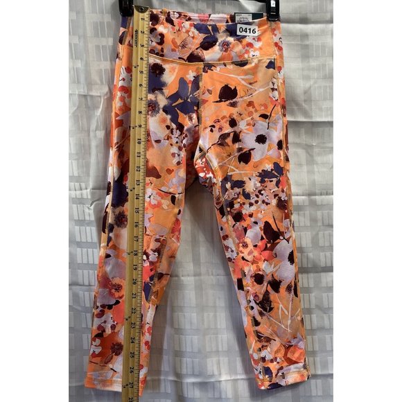 Tek Gear Womens orange Workout High Capri Pants/leggings Size S Multi Floral - Picture 5 of 11